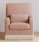 Crawford Pillowback Comfort Swivel Glider | Boucle with Tassel Fringe