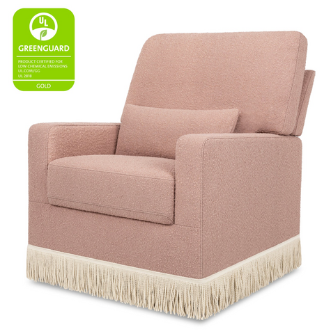 Crawford Pillowback Comfort Swivel Glider | Boucle with Tassel Fringe