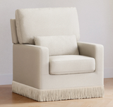 Crawford Pillowback Comfort Swivel Glider | Boucle with Tassel Fringe