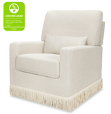 Crawford Pillowback Comfort Swivel Glider | Boucle with Tassel Fringe