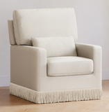 Crawford Pillowback Comfort Swivel Glider | Boucle with Tassel Fringe