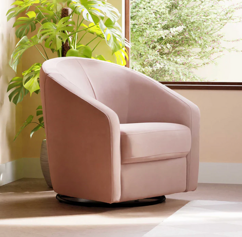 Madison Swivel Glider in Velvet  Pink, Black